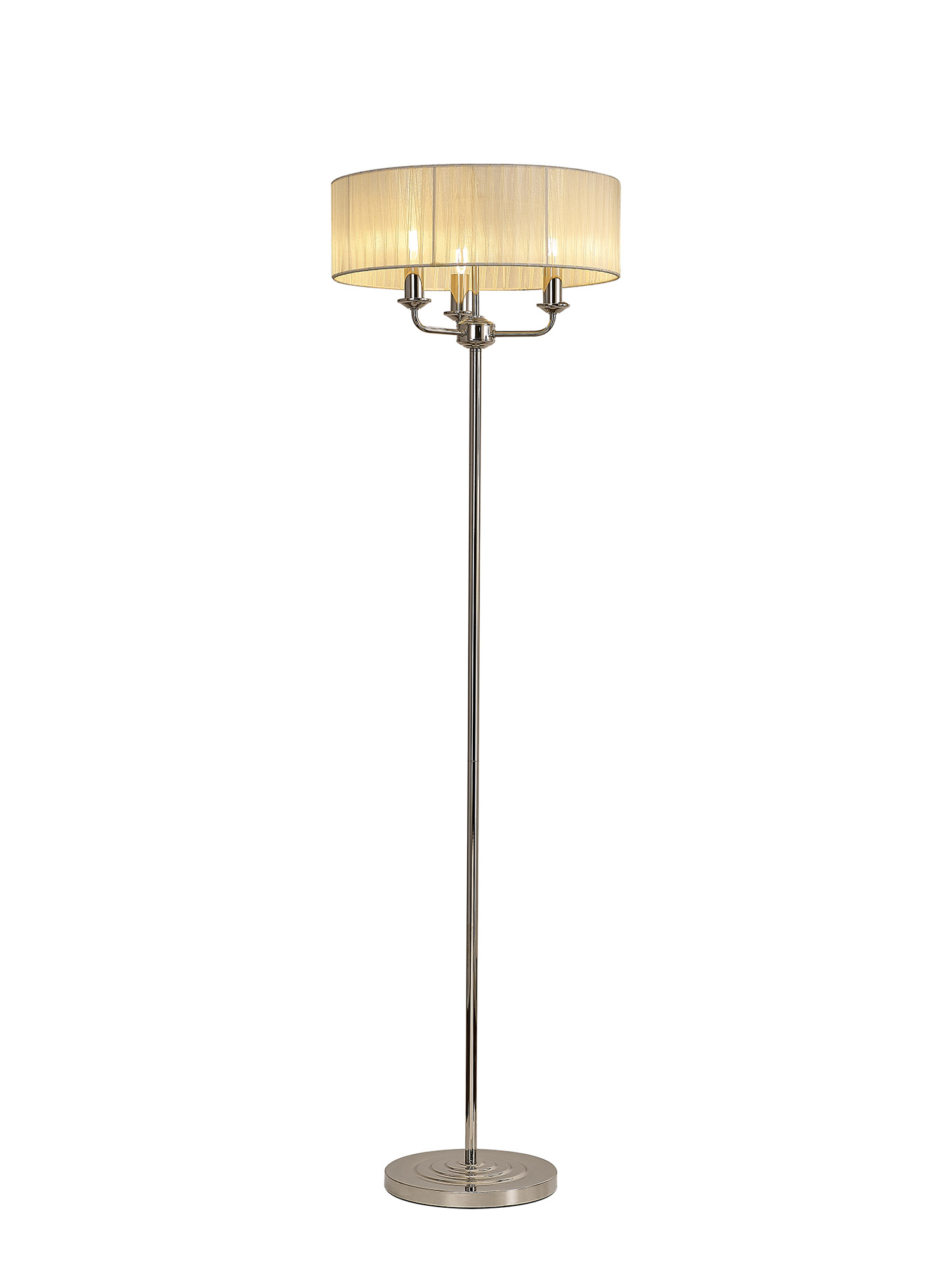 DK0887  Banyan 45cm 3 Light Floor Lamp Polished Nickel, Cream